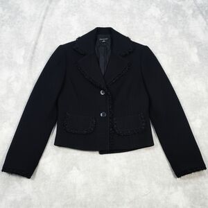 Modern Periphery Coquette Black Tweed Blazer with Textured Shimmer Trim Size 2